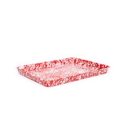 Эмалированный поднос прямоугольный, мрамор красный Crow Canyon Home Splatter Jelly Roll Tray 31х41х3см#D90RM