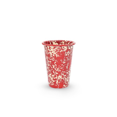 Эмалированный бокал-тумблер, мрамор бордово-бежевый Splatter Tumbler 14oz\0,41л#D93BRM