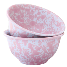 Эмалированная миска с высоким дном, мрамор розовый 16 oz\473мл Crow Canyon Home® USA Splatter Small Footed Bowl 5"\12,7см#D02PKM