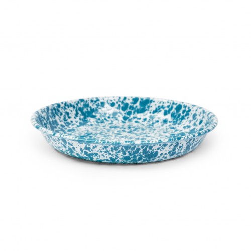 Эмалированная тарелка для пасты бирюзовый мрамор Crow Canyon® Splatter Pasta Plate 10,5"(26,7см)#D114TQM