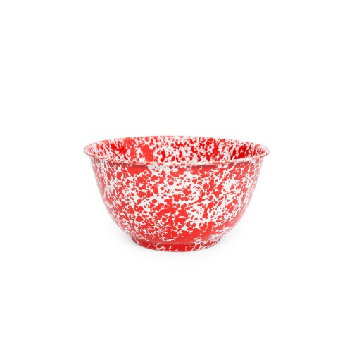 Эмалированная миска большая, салатная, красный мрамор 4л Crow Canyon Home® USA Splatter Large Salad Bowl 27,3см#D23RM