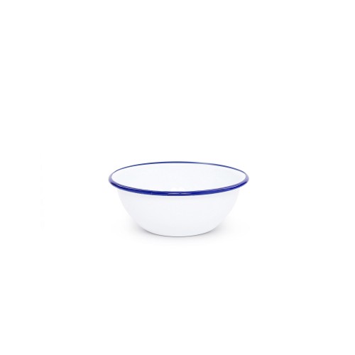 Эмалированная миска белая с синей каймой 0,6л Crow Canyon Home® USA CEREAL BOWL 5,5"(14см)#V17BLU