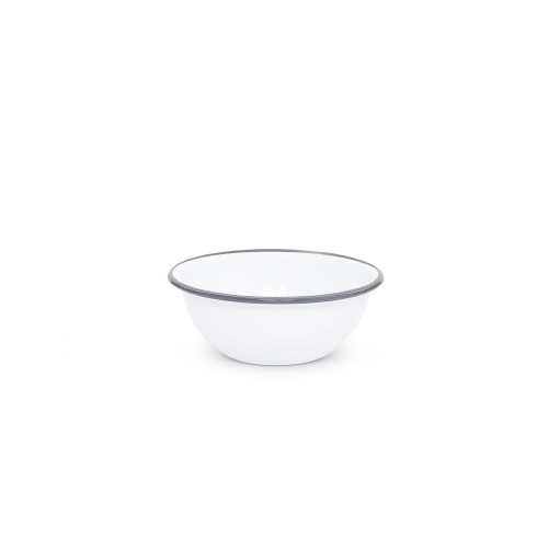 Эмалированная миска белая с серой каймой 0,6л Crow Canyon Home® USA CEREAL BOWL 5,5"(14см) #V17GRY