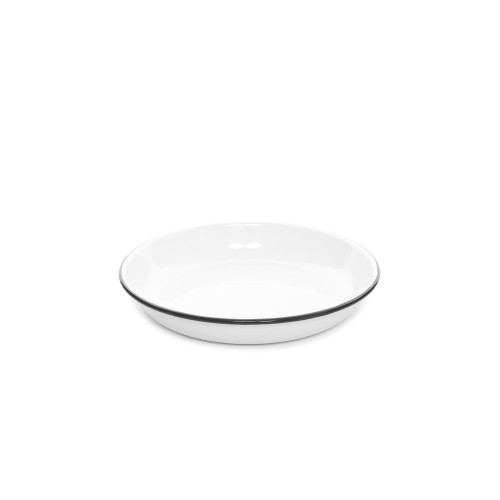 Эмалированная тарелка для пасты белая с черной каймой Crow Canyon Vintage Pasta Plate 10,5"(26,7см)#V114BLA