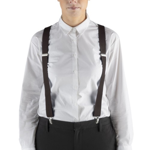 Подтяжки с клипсами, коричневые, шир.28,6мм Henry Segal® Brown Elastic Clip-End Suspenders #HS9-303