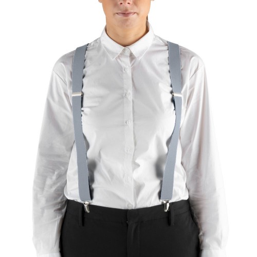 Подтяжки с клипсами, светло-серые, шир.28,6мм Henry Segal® Light Grey Elastic Clip-End Suspenders #HS9-303