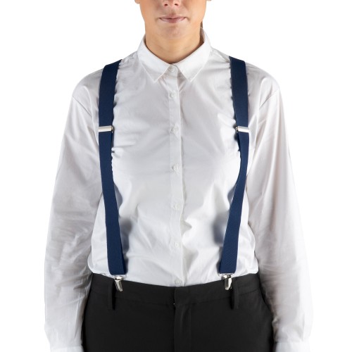 Подтяжки с клипсами, темно-синие, шириной 28,6мм Henry Segal® Navy Elastic Clip-End Suspenders #HS9-303